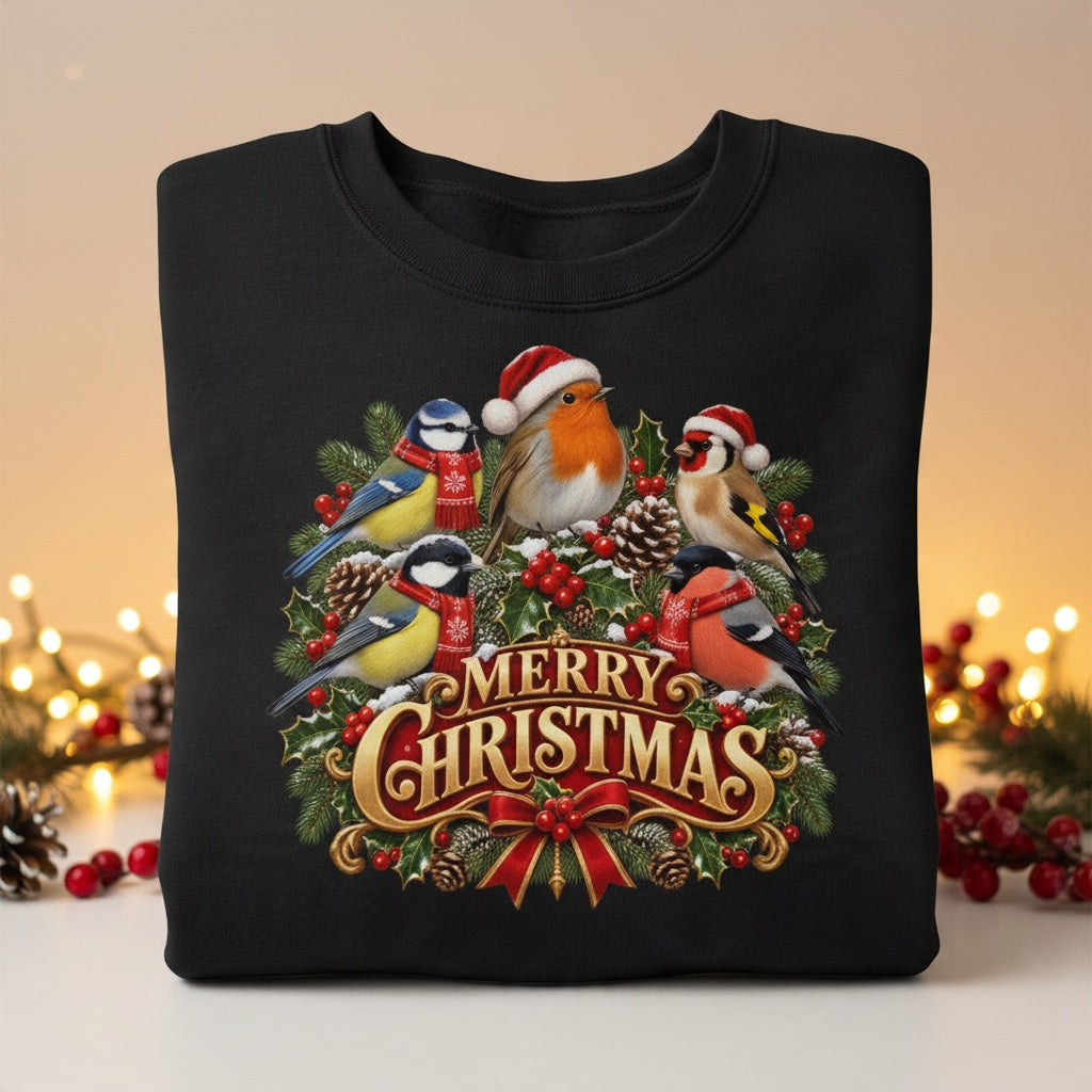 Merry Christmas – Garden Birds Christmas Sweatshirt