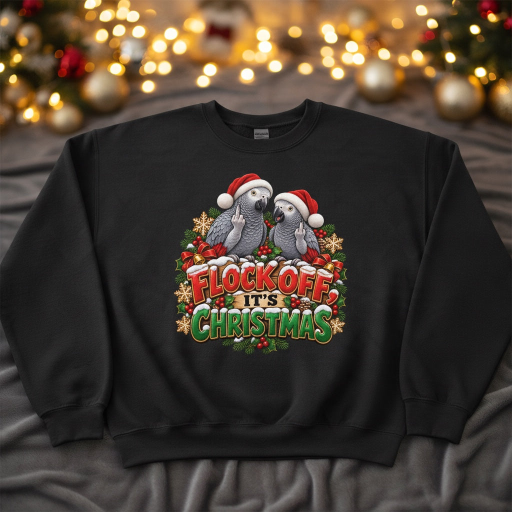 Flock Off It's Christmas – African Grey Christmas Sweatshirt