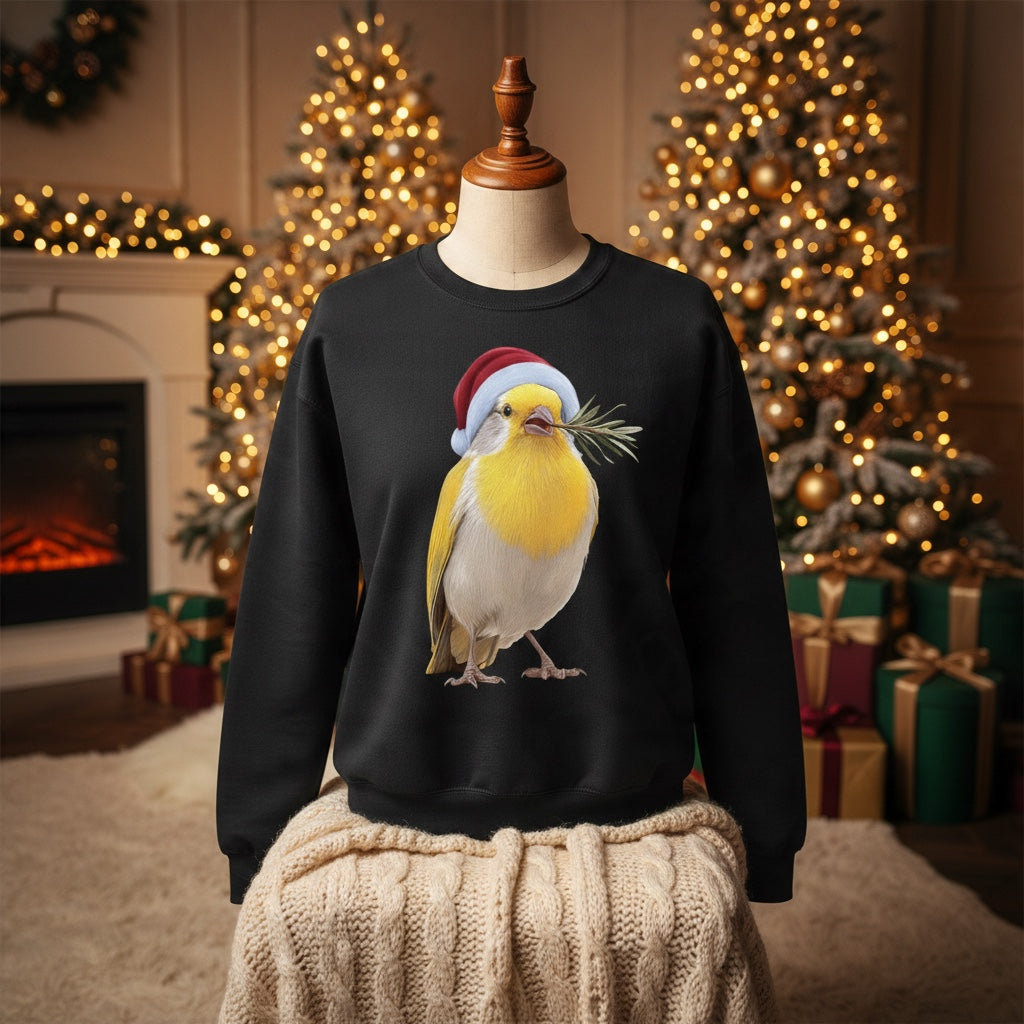 Yellow Canary Christmas Jumper – Santa Hat