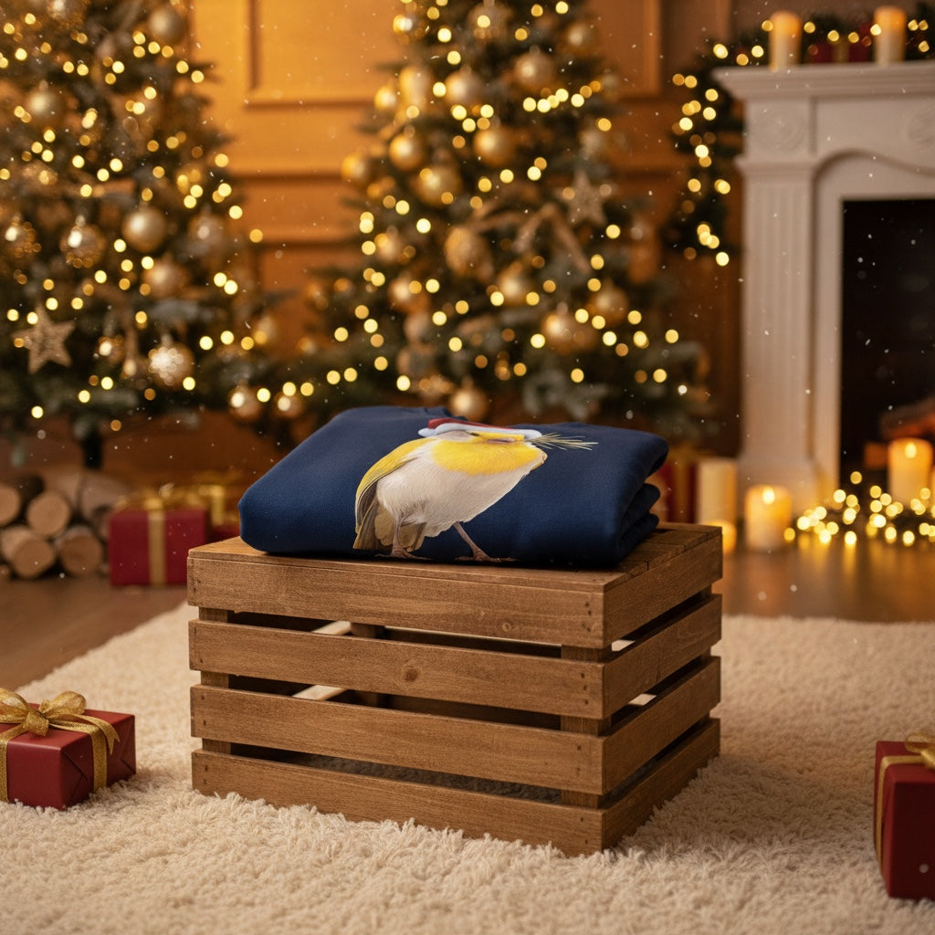 Yellow Canary Christmas Jumper – Santa Hat