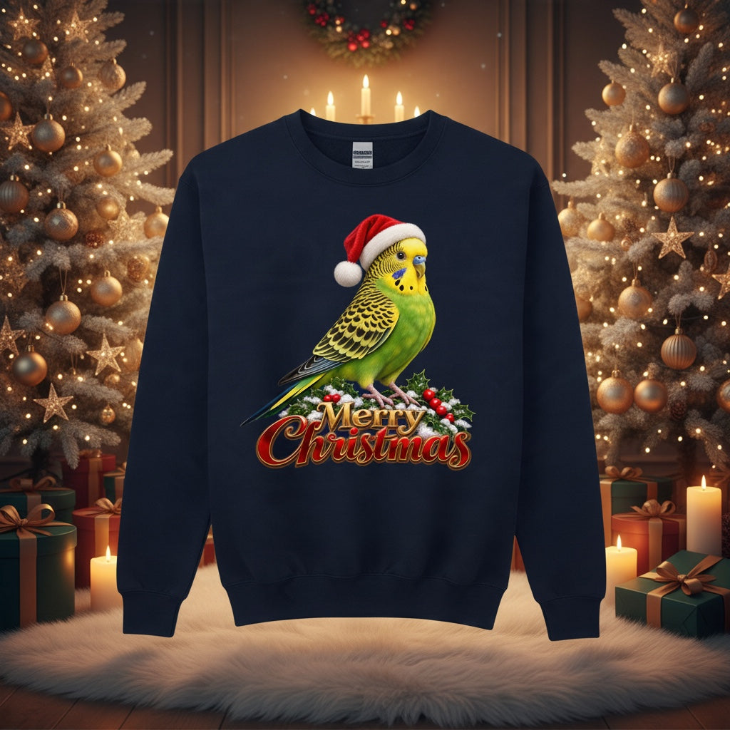 Green Budgie Christmas Jumper – Merry Christmas