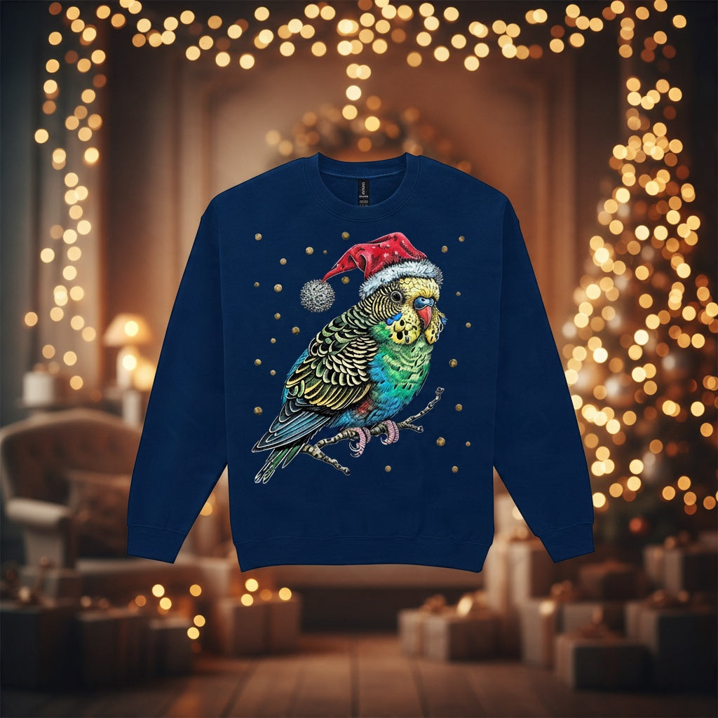 Green Budgie Christmas Jumper – Santa Hat