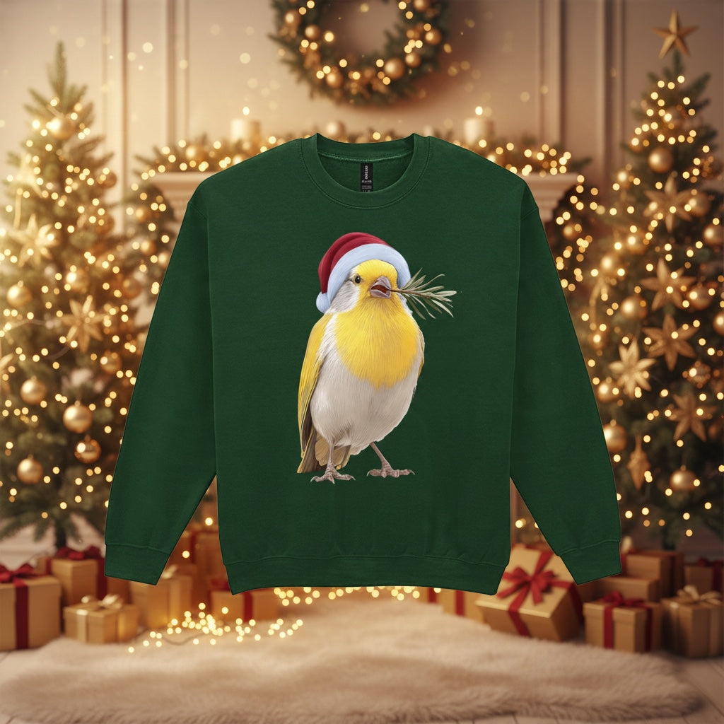 Yellow Canary Christmas Jumper – Santa Hat