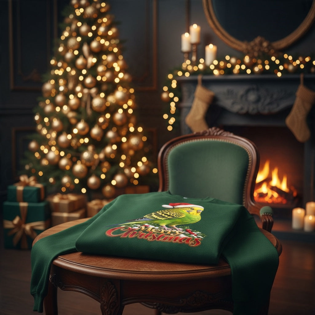Green Budgie Christmas Jumper – Merry Christmas