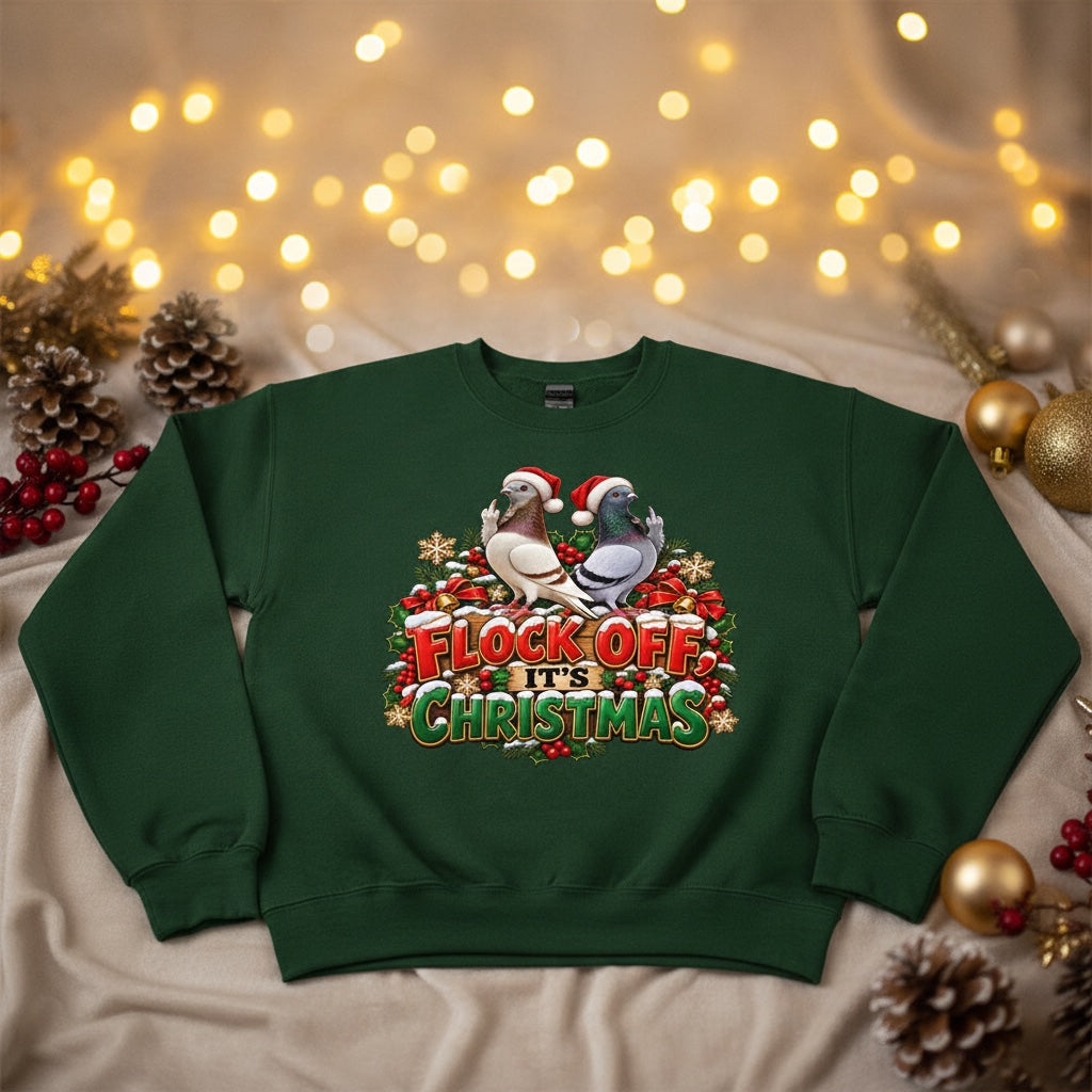 Flock Off It's Christmas – Figarita Pigeons Christmas Sweatshirt
