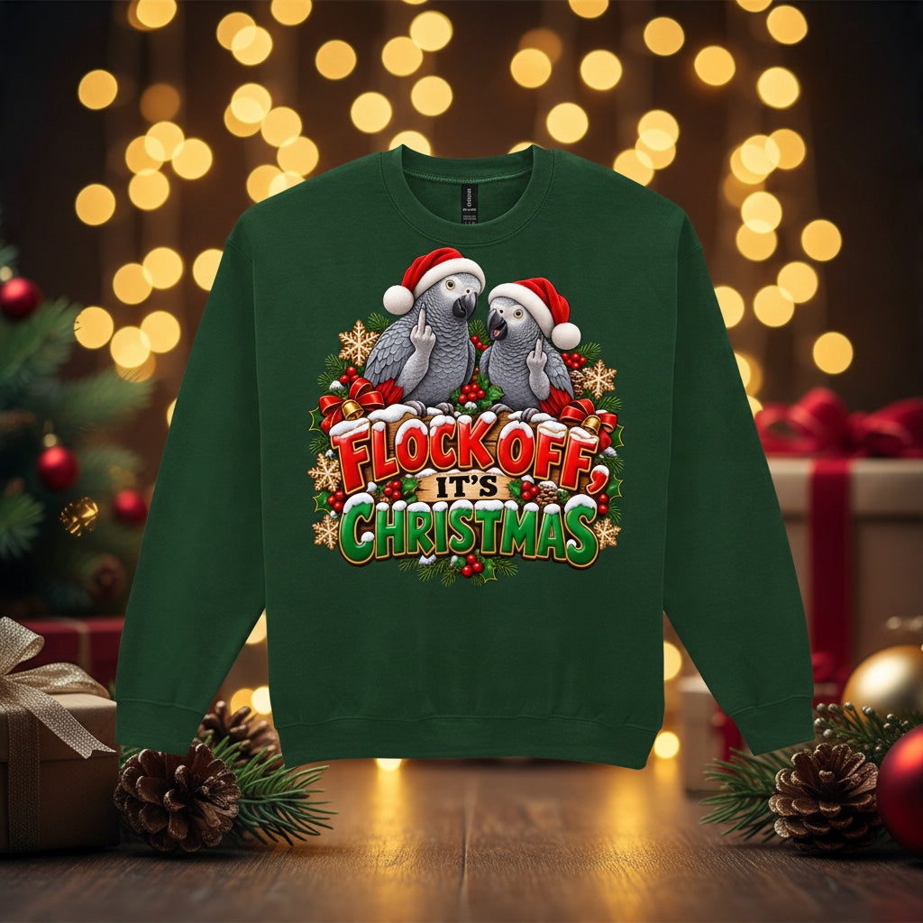 Flock Off It's Christmas – African Grey Christmas Sweatshirt