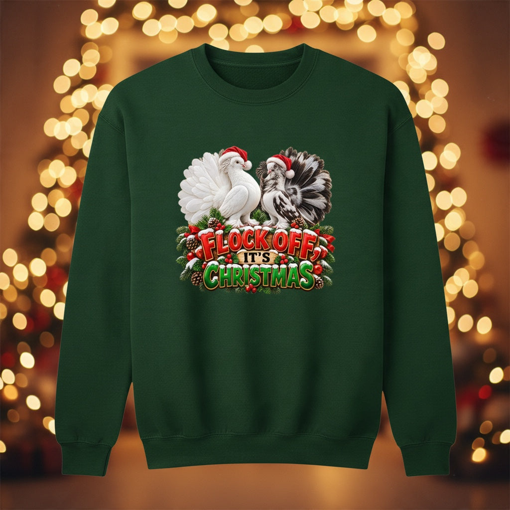 Flock Off It's Christmas – Fantail Pigeons Christmas Sweatshirt