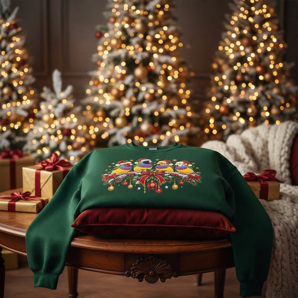 Gouldian Finch Christmas Jumper – Festive Gouldian Finches