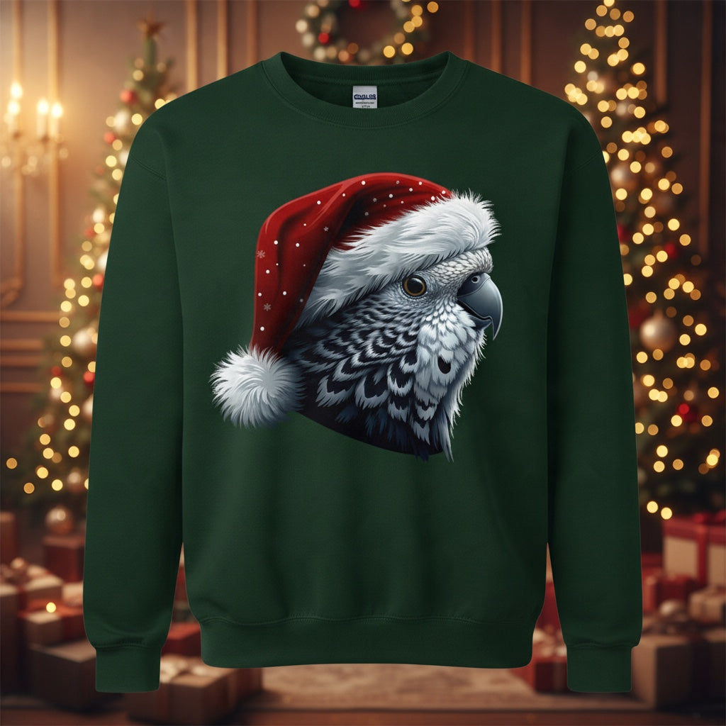 Blue Show Budgie Christmas Jumper – Santa Hat
