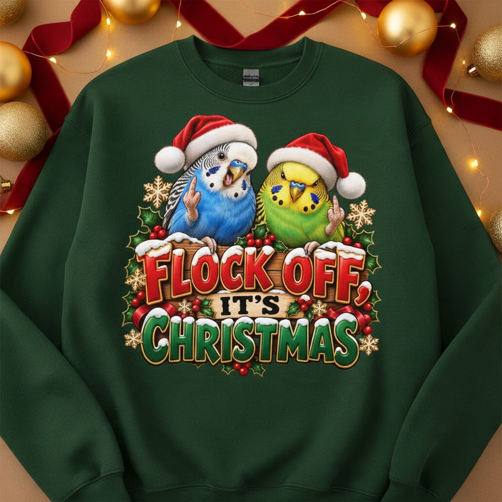 Flock Off It's Christmas – Budgies Christmas Sweatshirt