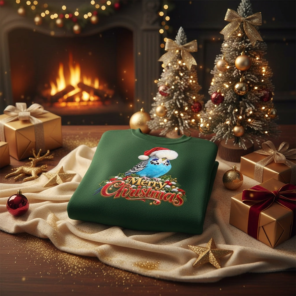 Blue Show Budgie Christmas Jumper – Merry Christmas