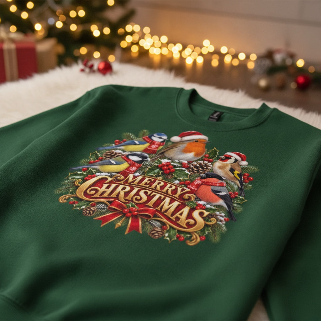 Merry Christmas – Garden Birds Christmas Sweatshirt