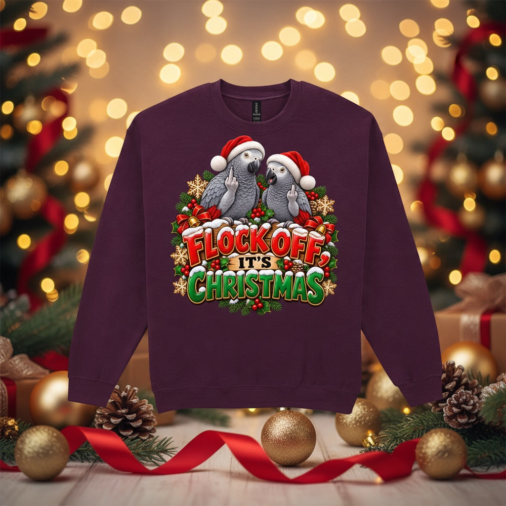 Flock Off It's Christmas – African Grey Christmas Sweatshirt