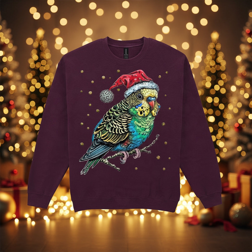 Green Budgie Christmas Jumper – Santa Hat