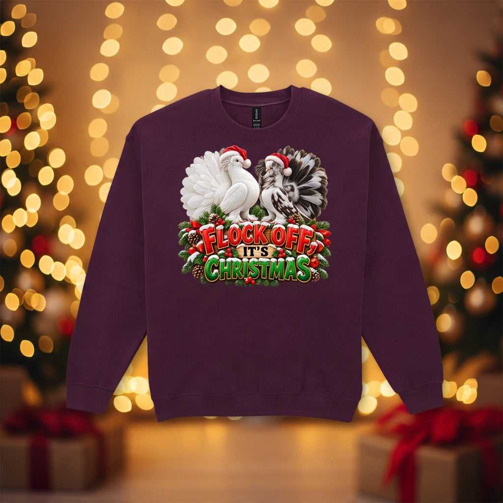 Flock Off It's Christmas – Fantail Pigeons Christmas Sweatshirt