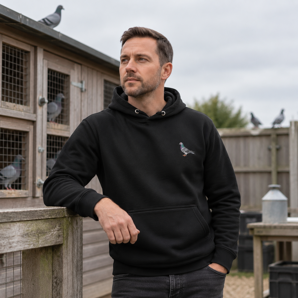 Blue Bar Classic — Racing Pigeon Embroidered Hoodie