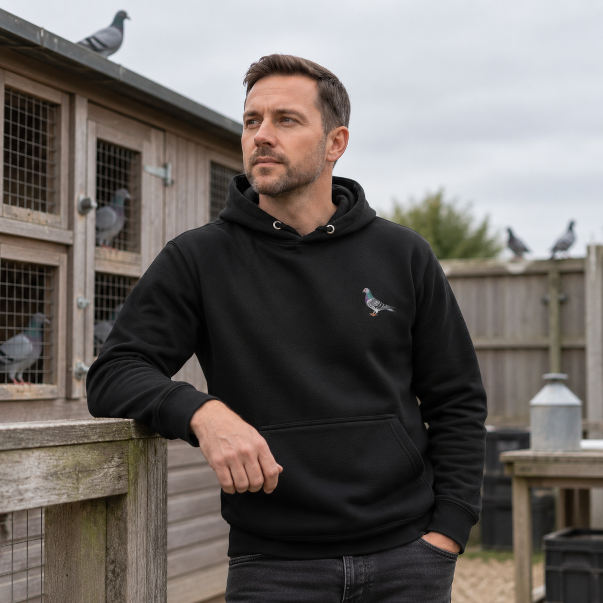 Blue Bar Classic — Racing Pigeon Embroidered Hoodie