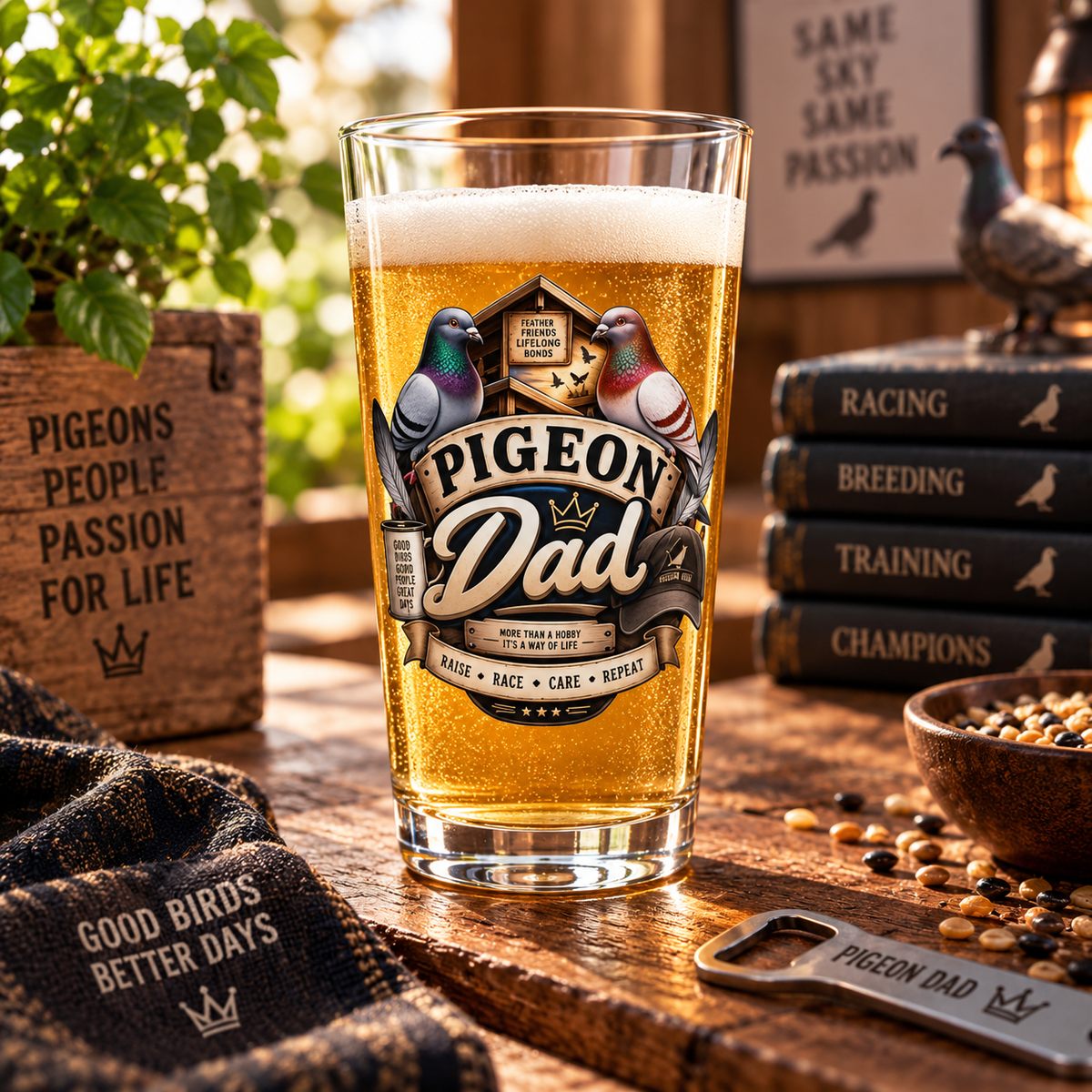 Pigeon Dad – Racing Pigeon Pint Glass