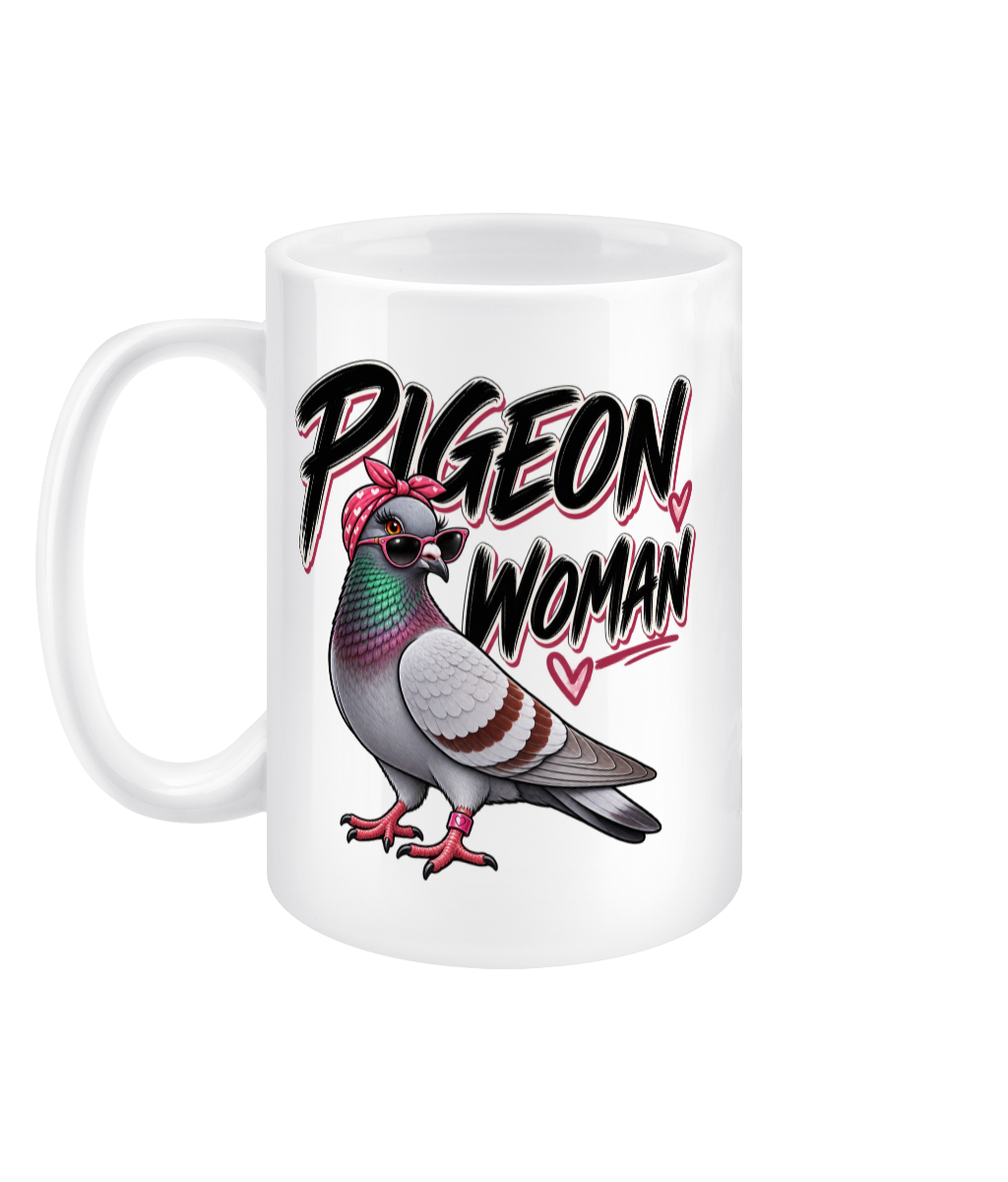 Pigeon Woman 15oz ceramic mug by Bird Folk