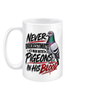 Never Underestimate a Man with Pigeons in His Blood 15oz ceramic mug by Bird Folk