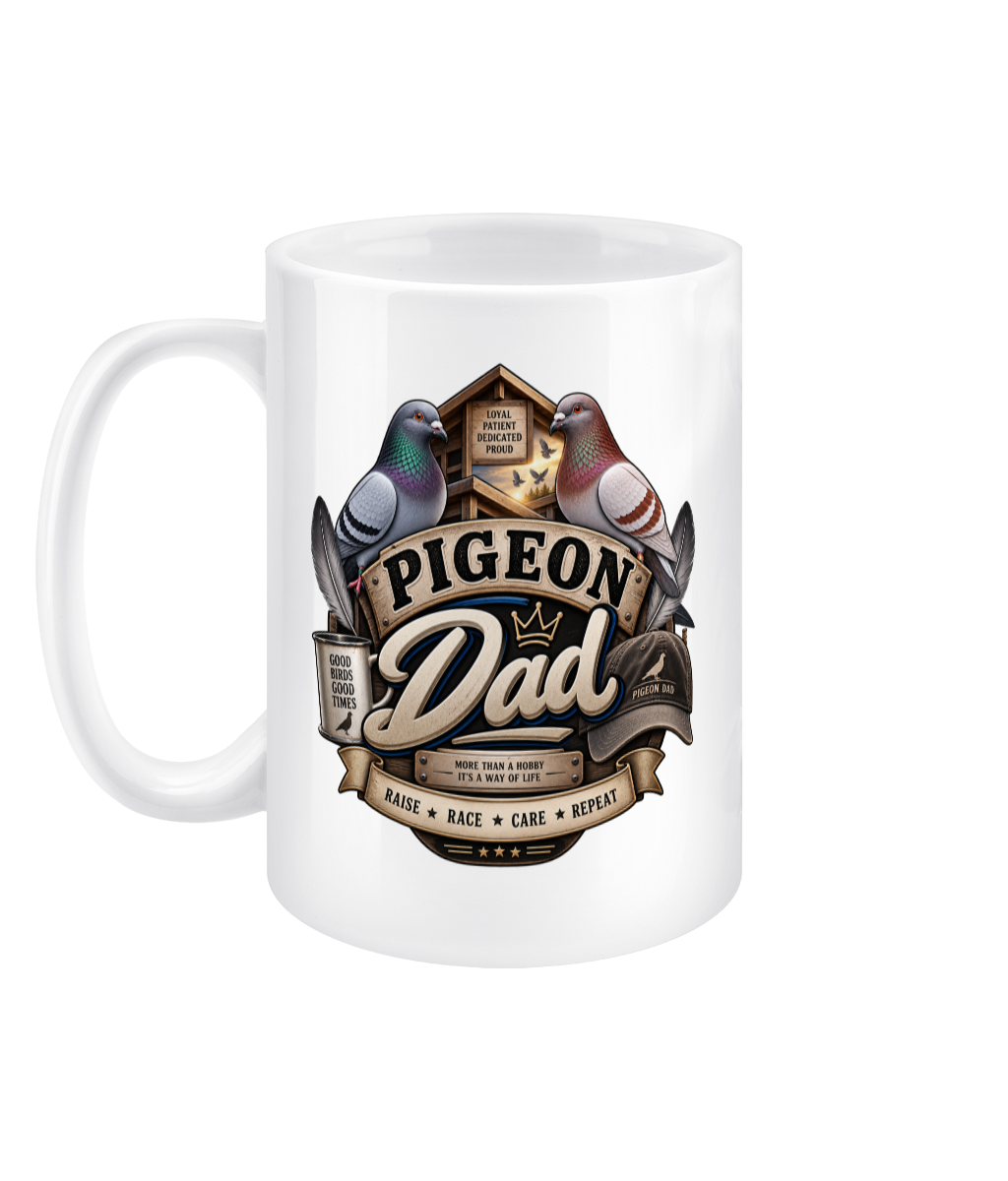 Pigeon Dad 15oz ceramic mug by Bird Folk