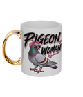 Pigeon Woman 11oz gold handle mug by Bird Folk