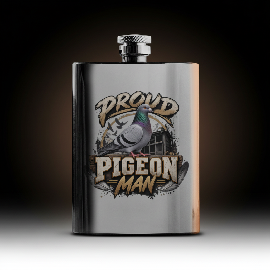 Proud Pigeon Man – 8oz Racing Pigeon Hip Flask
