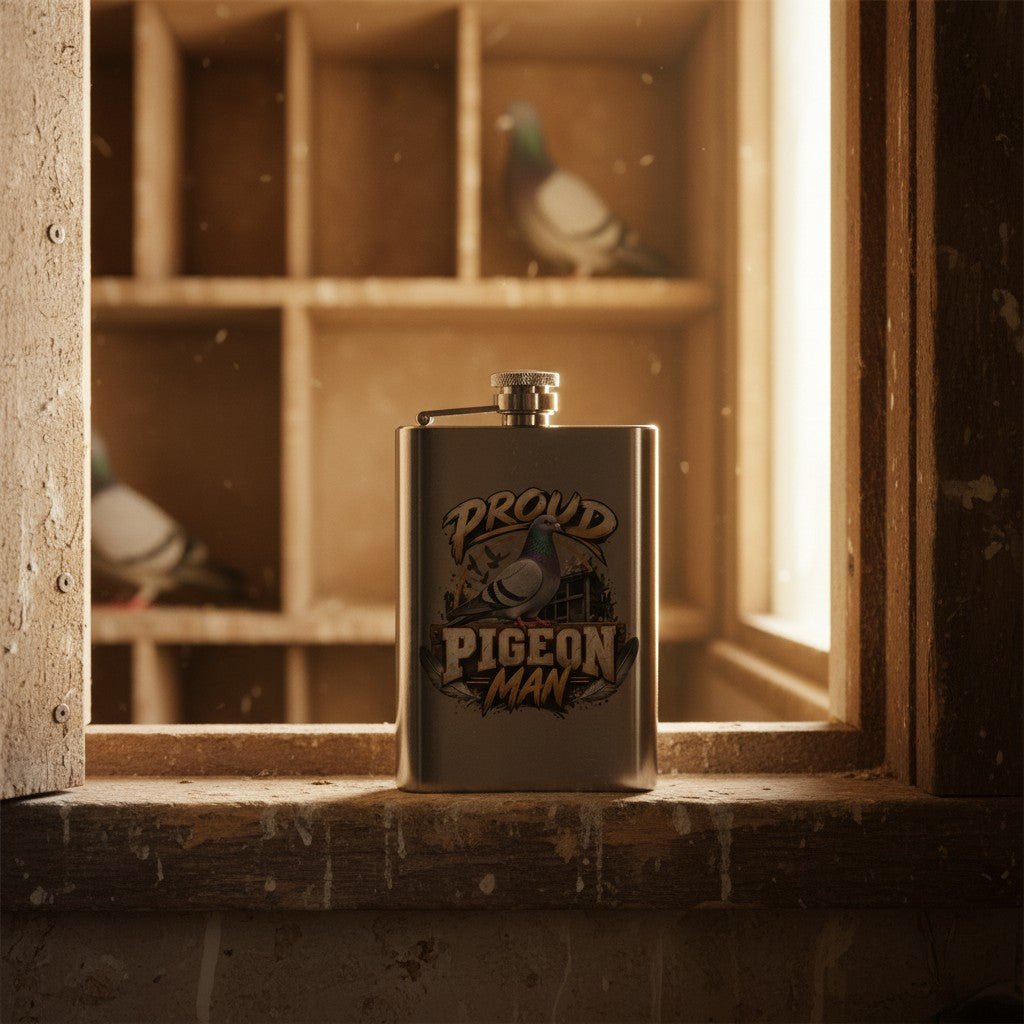 Proud Pigeon Man – 8oz Racing Pigeon Hip Flask