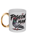 Pigeon Man 11oz gold handle mug by Bird Folk