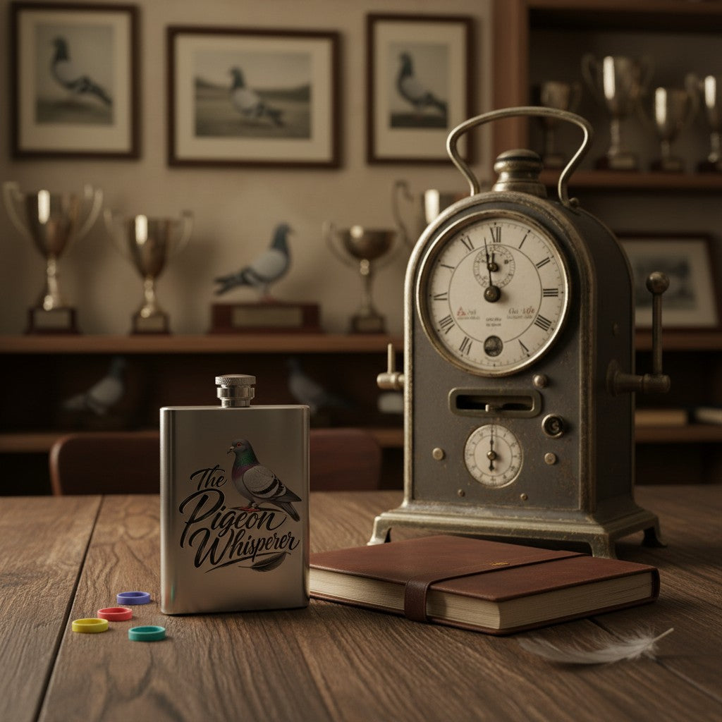 The Pigeon Whisperer – 8oz Racing Pigeon Hip Flask