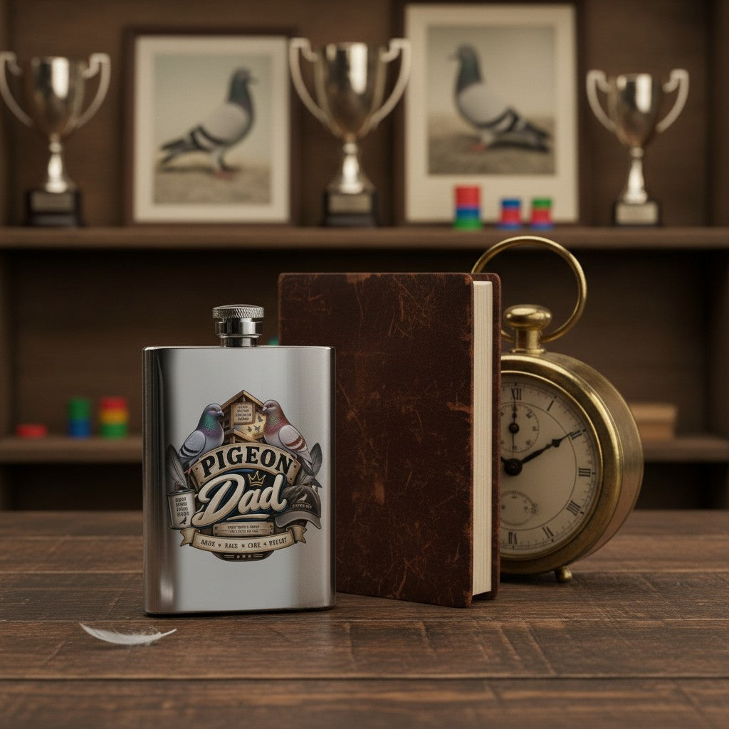 Pigeon Dad – 8oz Racing Pigeon Hip Flask