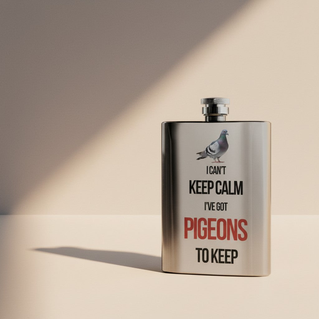 I Can't Keep Calm – I've Got Pigeons to Keep – 8oz Racing Pigeon Hip Flask