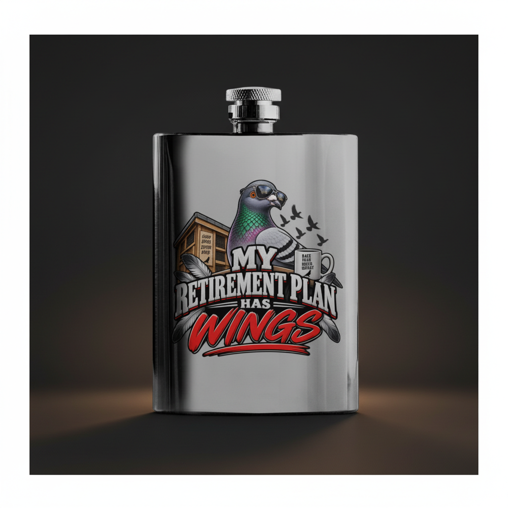 My Retirement Plan Has Wings – 8oz Racing Pigeon Hip Flask