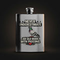 Never Underestimate an Old Man with Pigeons – 8oz Racing Pigeon Hip Flask