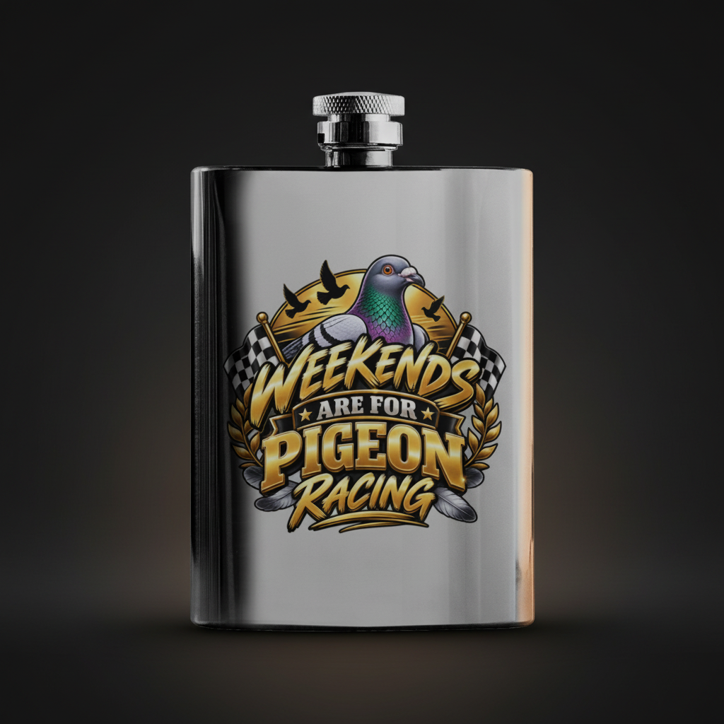 Weekends Are for Pigeon Racing – 8oz Racing Pigeon Hip Flask