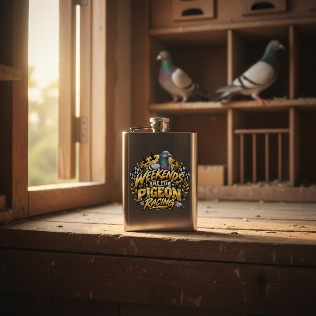 Weekends Are for Pigeon Racing – 8oz Racing Pigeon Hip Flask