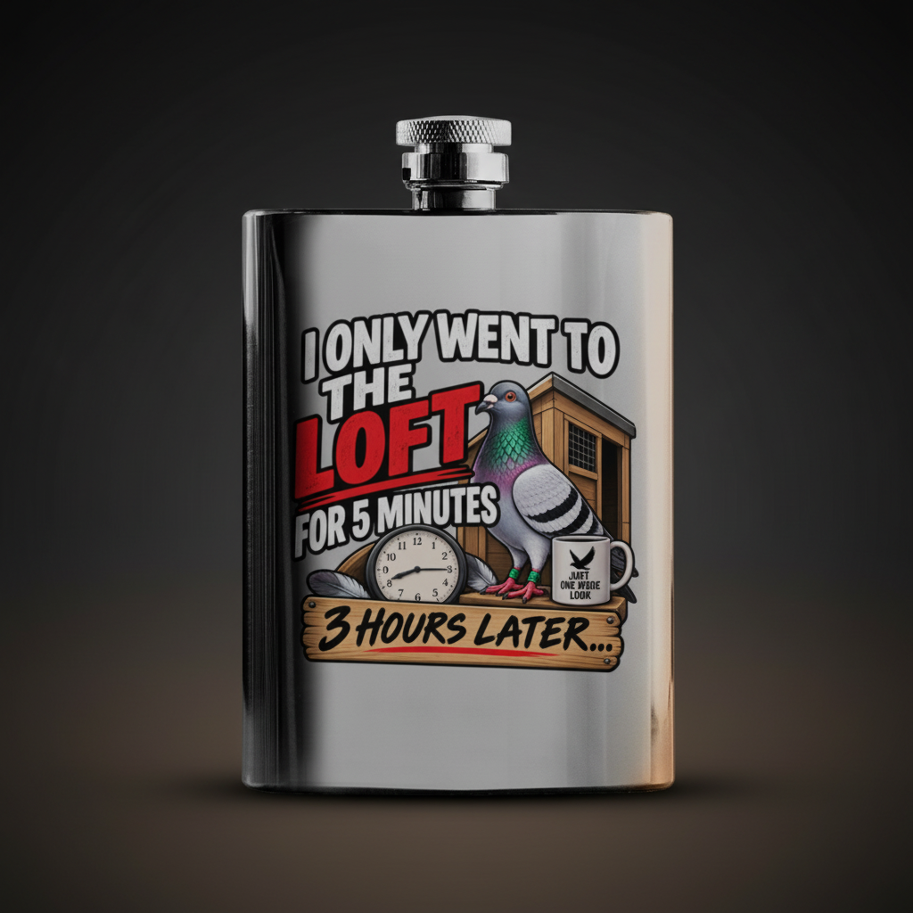 I Only Went to the Loft for 5 Minutes – 3 Hours Later… – 8oz Racing Pigeon Hip Flask