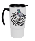 The Pigeon Whisperer 18oz travel mug by Bird Folk