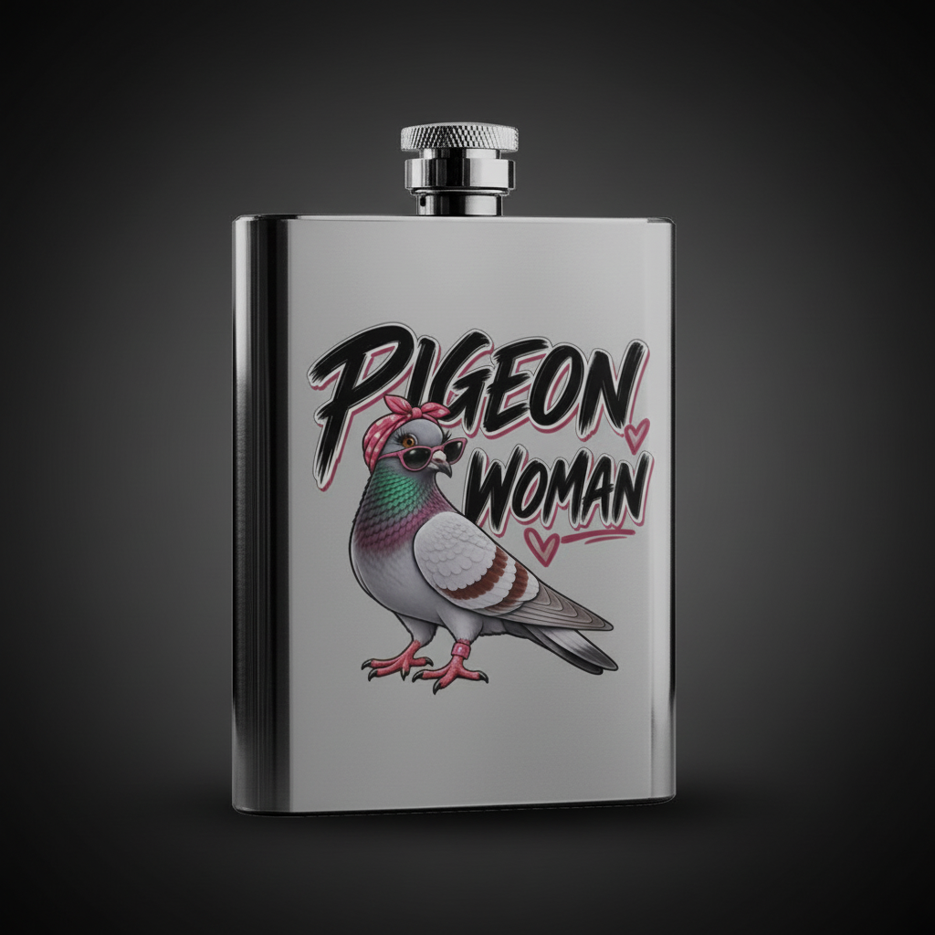 Pigeon Woman – 8oz Racing Pigeon Hip Flask