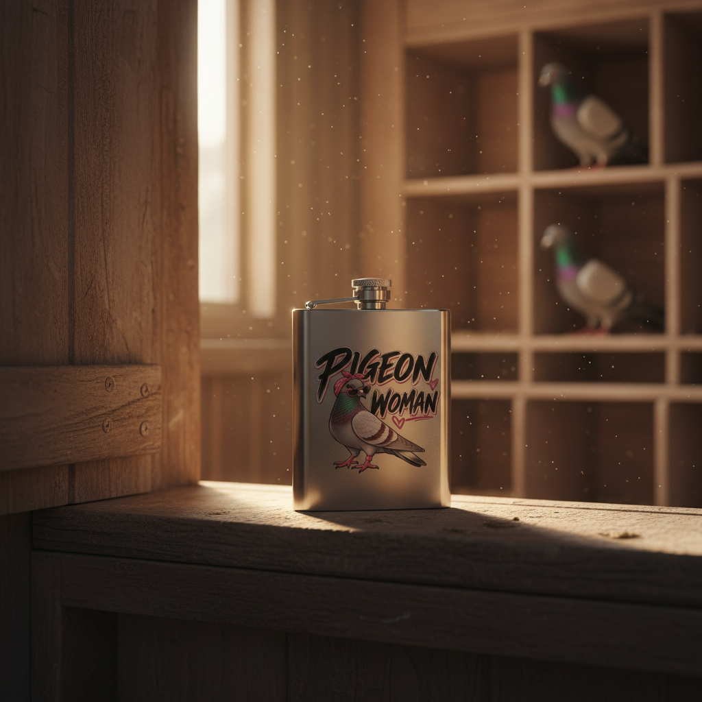 Pigeon Woman – 8oz Racing Pigeon Hip Flask