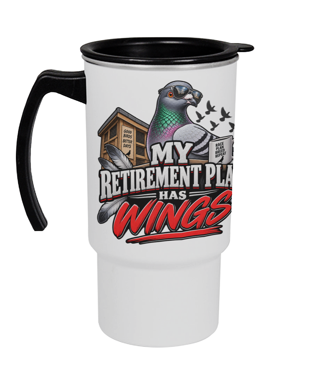 My Retirement Plan Has Wings 18oz travel mug by Bird Folk