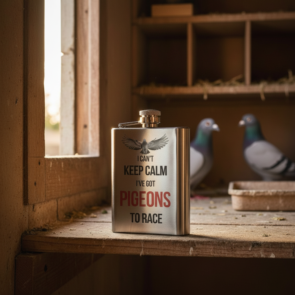 I Can't Keep Calm – I've Got Pigeons to Race – 8oz Racing Pigeon Hip Flask