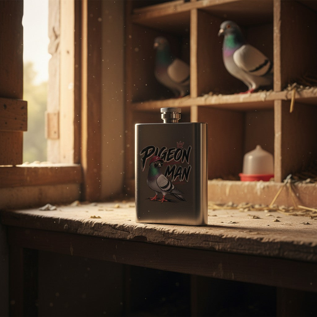 Pigeon Man – 8oz Racing Pigeon Hip Flask