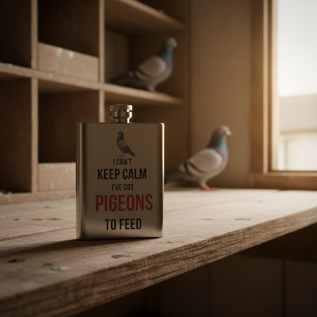 I Can't Keep Calm – I've Got Pigeons to Feed – 8oz Racing Pigeon Hip Flask