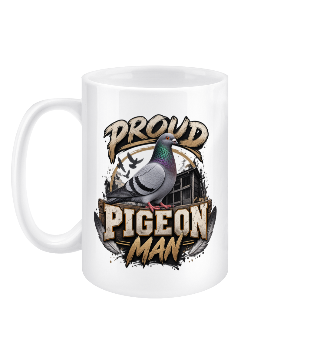 Proud Pigeon Man 15oz ceramic mug by Bird Folk