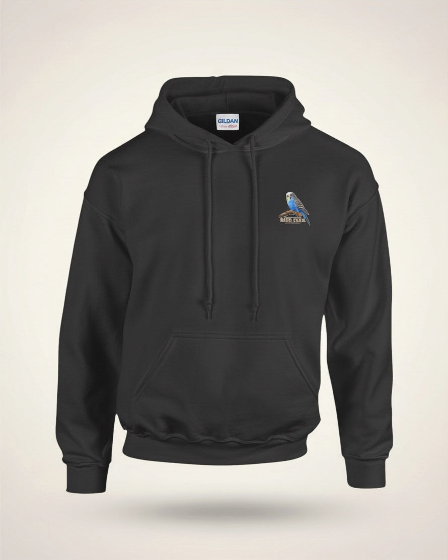 Blue Budgie Emblem Hoodie – Minimal Chest Print