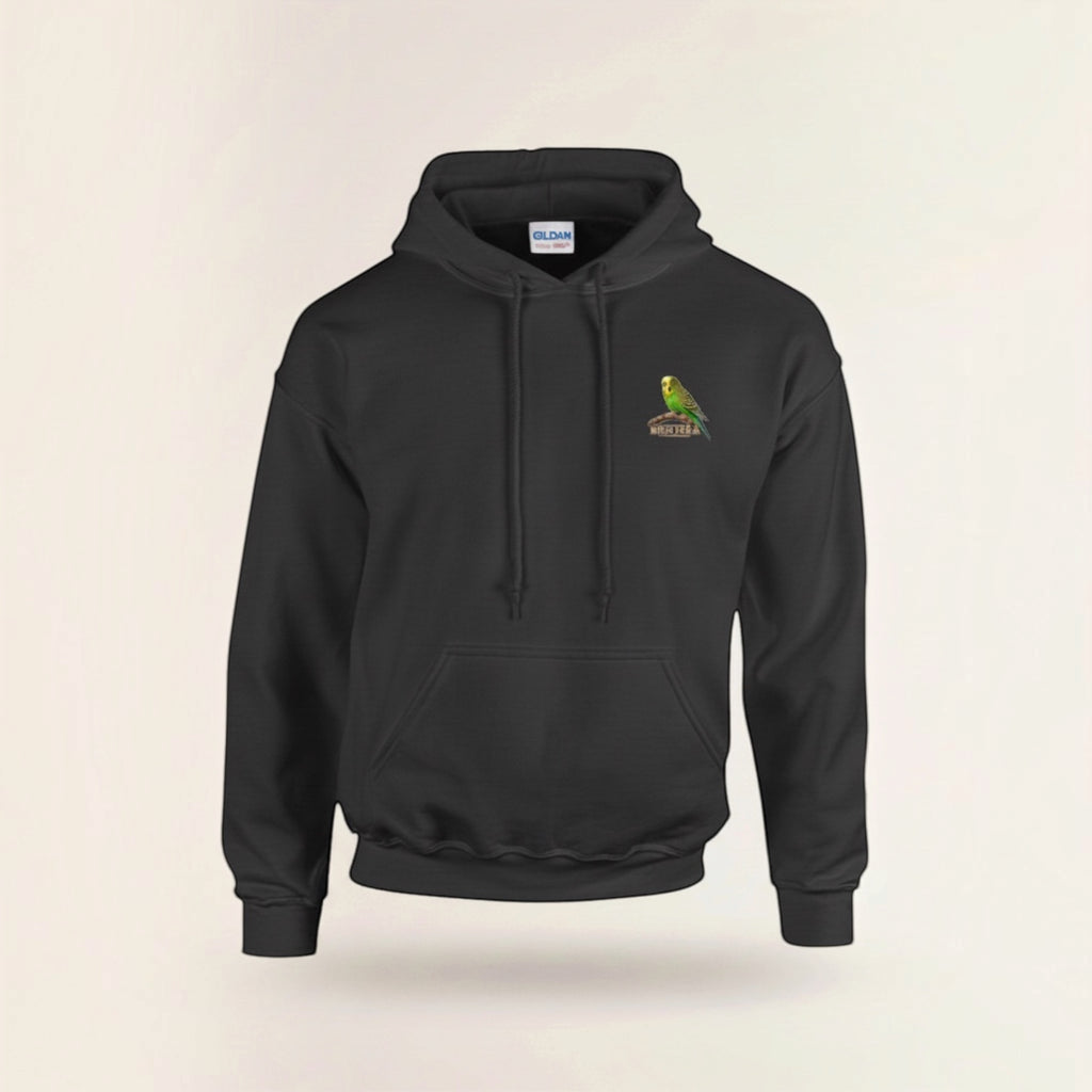 Green Budgie Emblem Hoodie – Minimal Chest Print