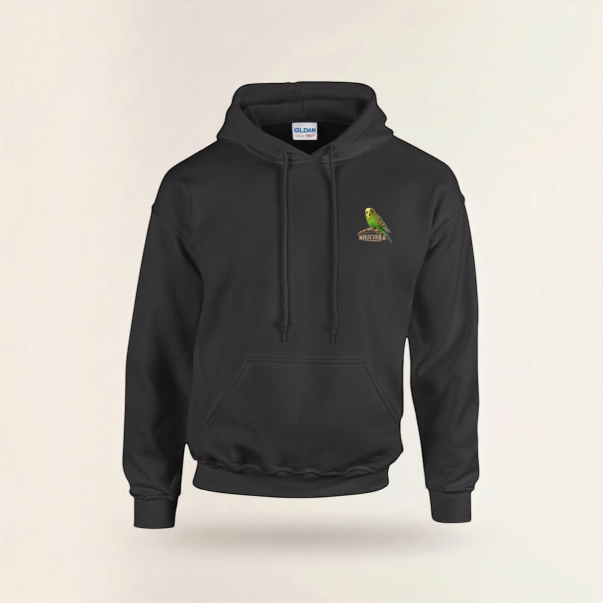 Green Budgie Emblem Hoodie – Minimal Chest Print