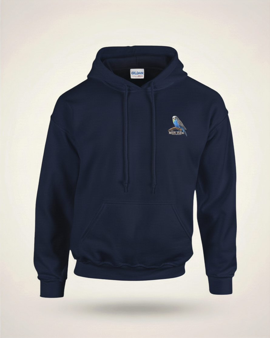 Blue Budgie Emblem Hoodie – Minimal Chest Print