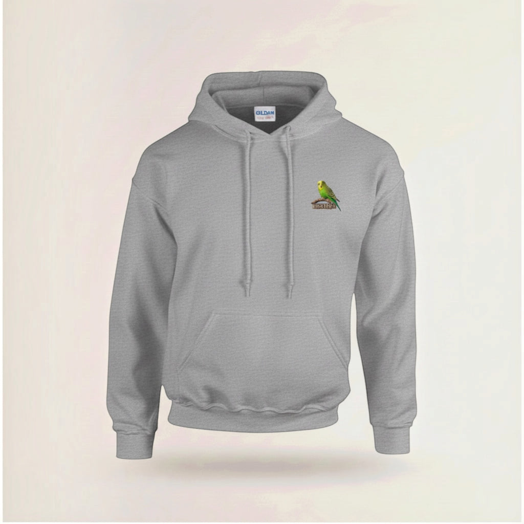 Green Budgie Emblem Hoodie – Minimal Chest Print